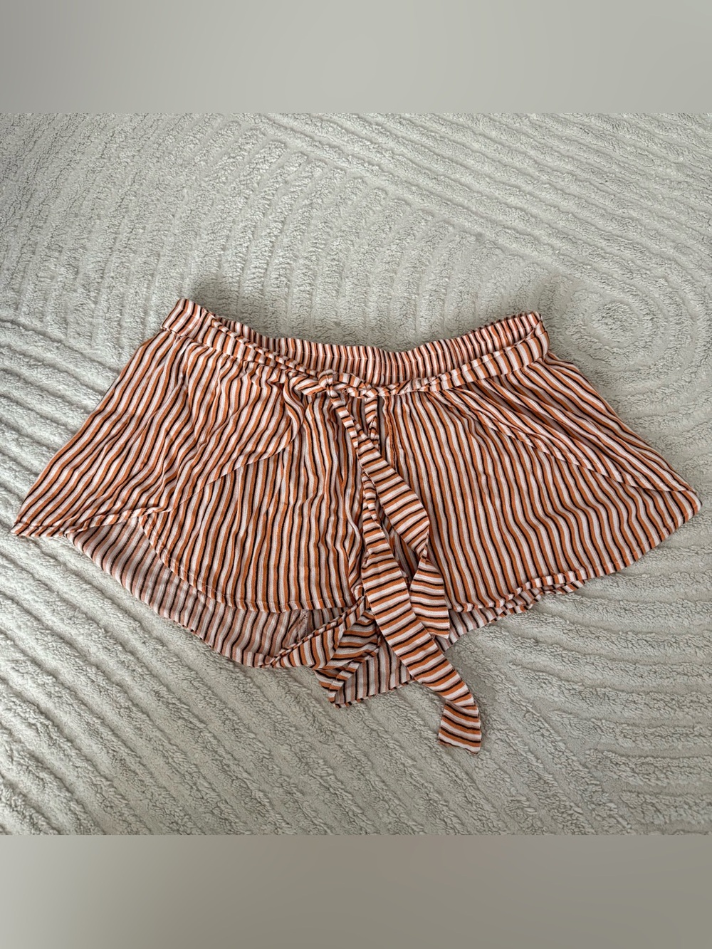 Vintage y2k boho Roxy Striped Tie-Front Skort in Orange and White Large